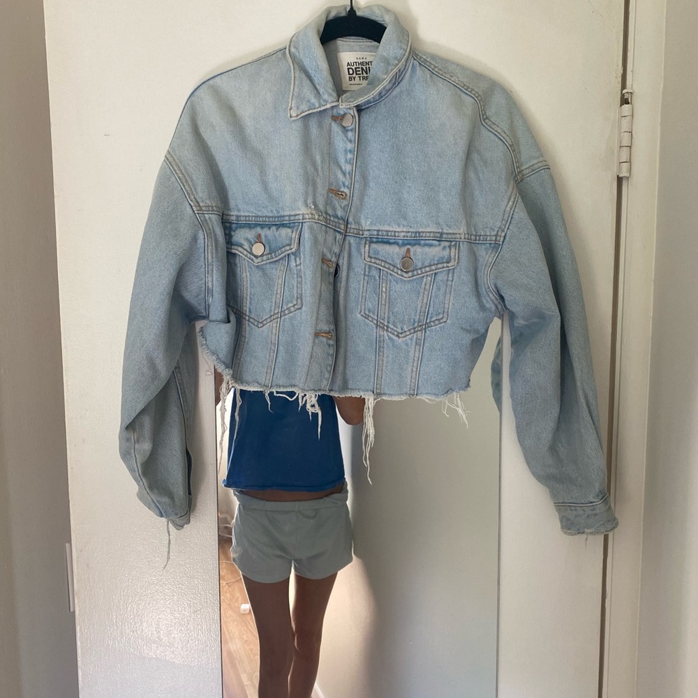 Zara denim cropped jacket